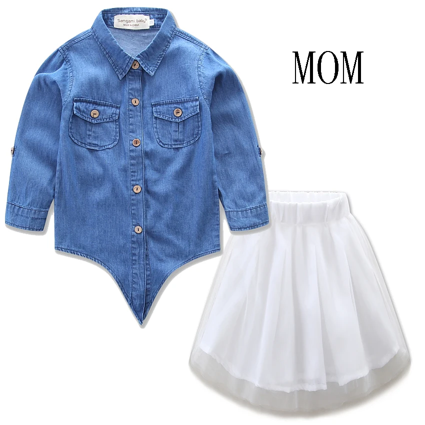 Новинка Лидер продаж одежда для мамы и дочки комплект из 2 предметов джинсовая