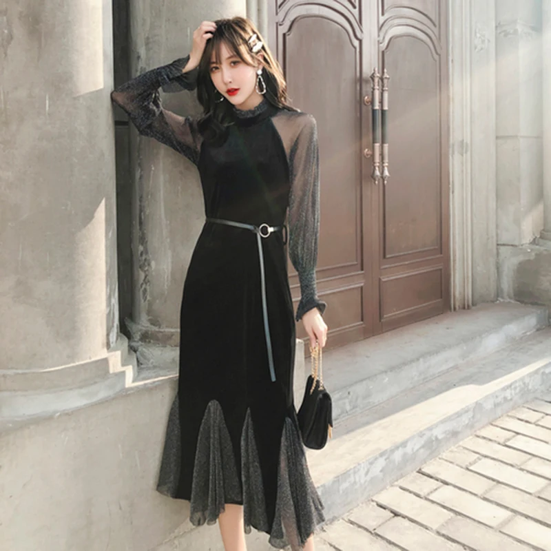 Женское винтажное платье-Русалка элегантное облегающее лоскутное платье с