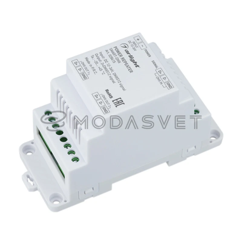 Усилитель SMART-DMX (12-36V 2CH DIN) ( IP20 Пластик 5 лет) 028415 | Освещение