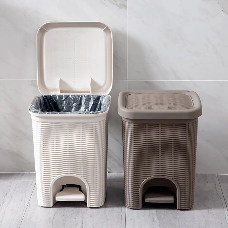 

Modern Recycling Bins Large Rectangle Trash Bin Cover Nordic Bedroom Plastic Trash Can Luxury Kitchen Cocina Bins BK50LJ
