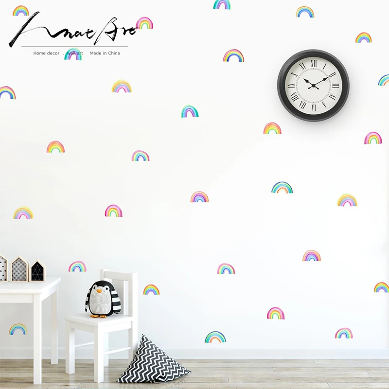 Тканевая Наклейка на стену радуга Детская Акварельная наклейка настенные