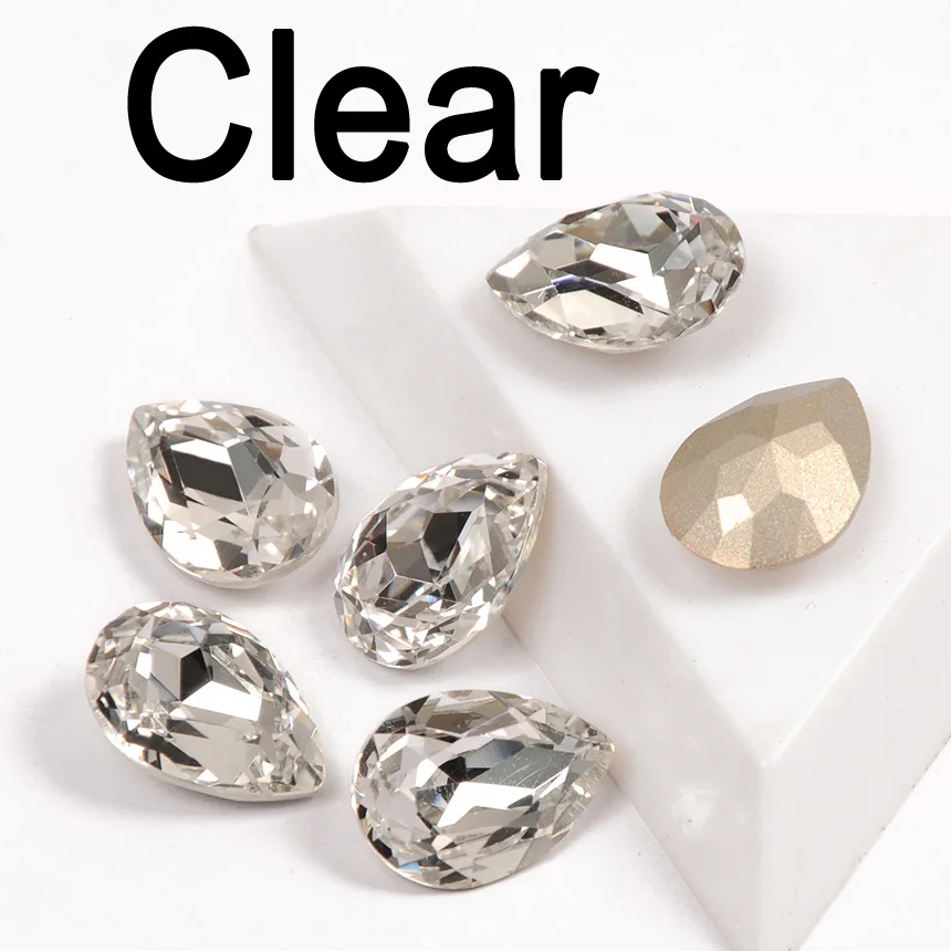 Crystal CTPA3bI Colorful Crystal Drop Shape Loose or With Strass Rhinestones Sew On Glass Stones DIY Crown Jewelry Ring Pendant Dress - Цвет: Crystal