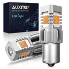 Светодиодсветодиодный лампа AUXITO 2x BA15S LED 1156 P21W Canbus без Hyperflash T20 7440 W21W светодиодный T25 3157, светодиодная лампа янтарного цвета для указателей поворота автомобиля 12 В