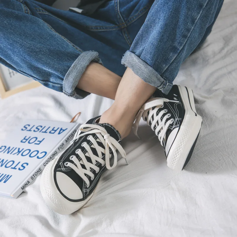 Spring/Autumn Classic Men's Vulcanize Shoes Fashion Sneakers High Top Canvas Breathable Men Unisex Zapatos De Hombre | Обувь