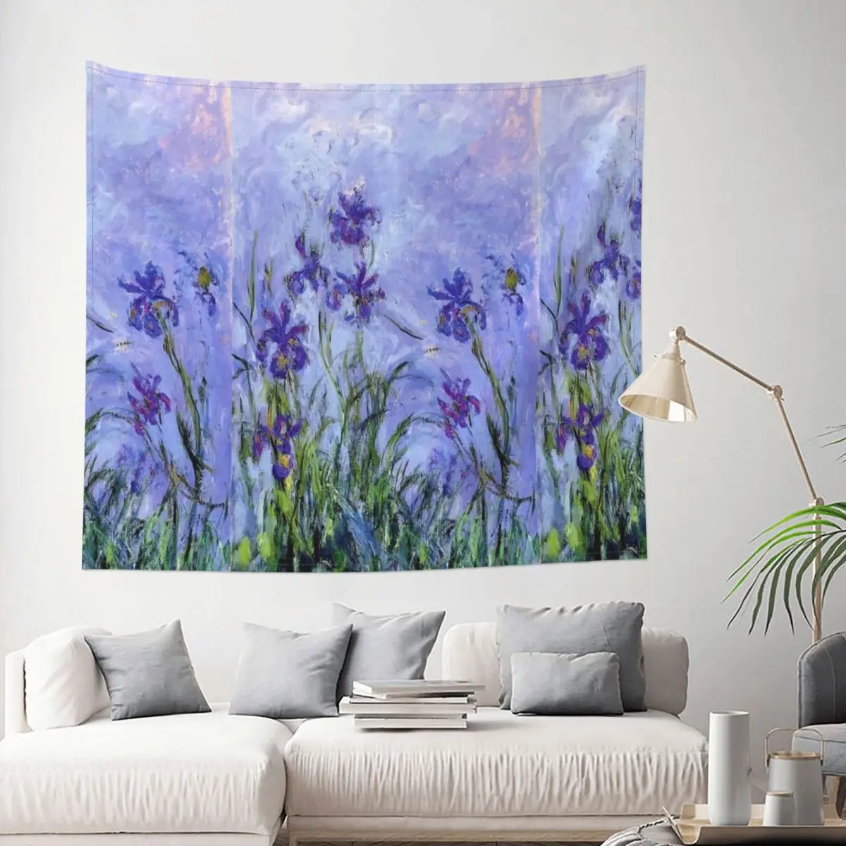 

Tapestry Claude Monet Lilac Irises 1914 Flower Floral Nature Art Decor Wall Room Home Decoration Hanging Bedroom Kawaii Cartom