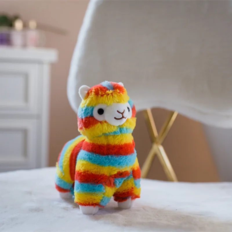 Игрушка плюшевая альпака милая Радужная кукла Зверюшка из мягкого хлопка
