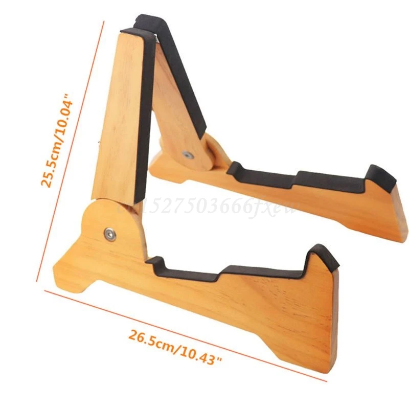 

OOTDTY Solid Wood Foldable Guitar Stand Holder Universal Bracket for Folk Ukulele Bass