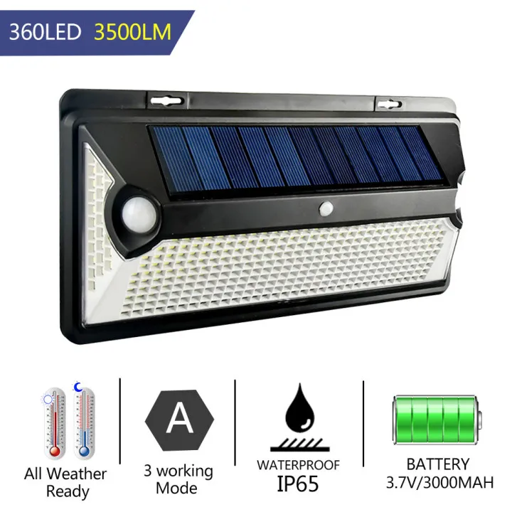 

Outdoor Lighting with 360/720 LED Solar Sunlight Waterproof Street Exterior Wall Lamp PIR Motion Sensor Night Security Lighting