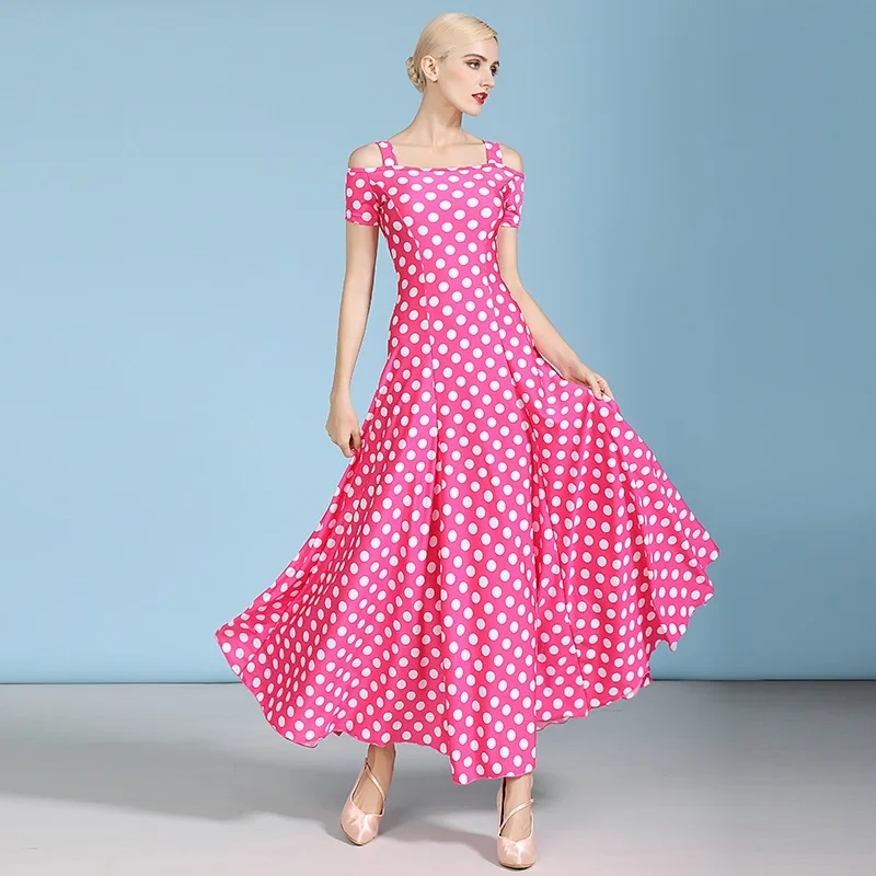 Платье в горошек для бальных танцев женское платье вальса танцевальная одежда с