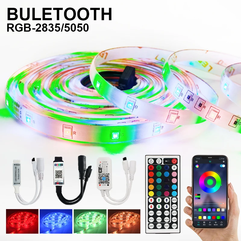 

DC12V 5M 10M 15M 20M Color LED Strips Lights Bluetooth Iuces RGB 5050 SMD 2835 Waterproof WiFi Flexible Lamp Tape Ribbon Diode