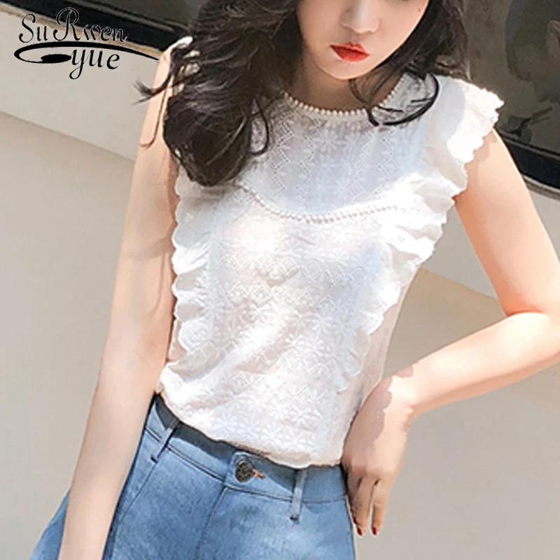 Blusa verano mujer witte блузка bluen dames zomer с короткими рукавами camisas кружевная сорочка blanche
