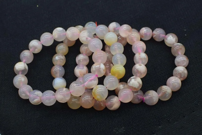 

cherry blossom agate round 7-8/12mm bracelet 7.5inch wholesale beads nature FPPJ