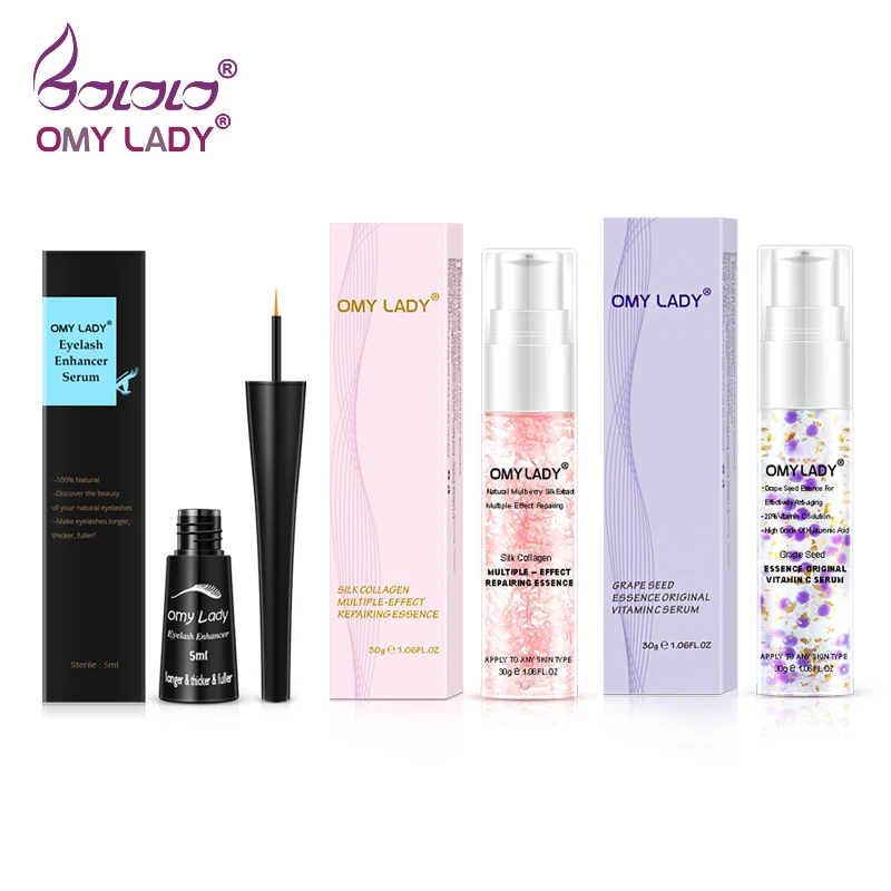 

OMY LADY Eyelashes Growth Serum Eyelash Lift Extension+Silk Collagen Face Serum Tightening Pores Repairing+GrapeSeed Essence