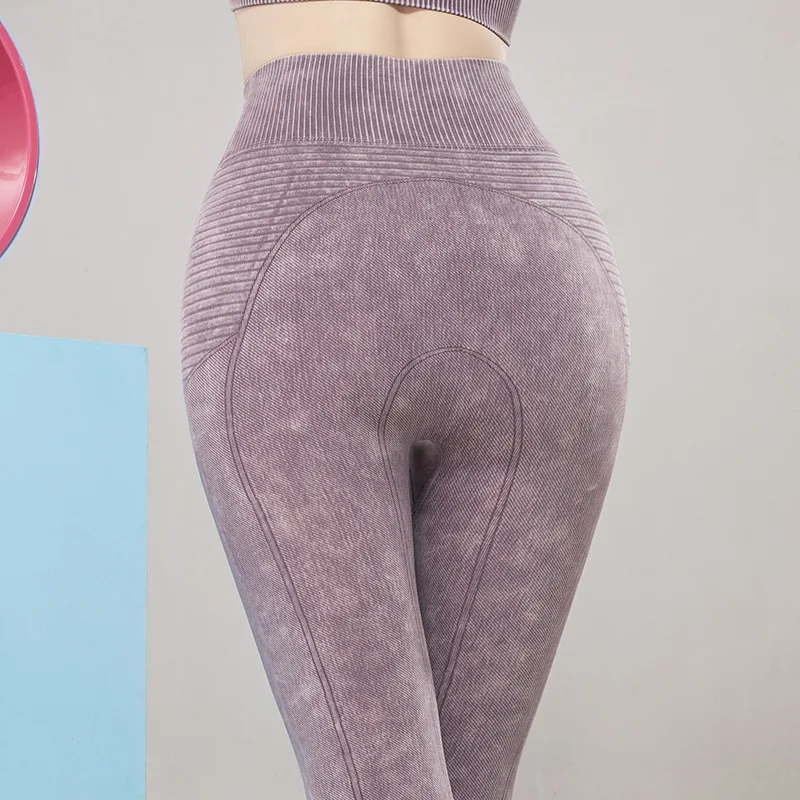 

Seamless Yoga Pants Women Printing Sports Tight Pants Ultra-Stretch Hip Running Fitness Trousers Jacquard Wash Workout Leggings
