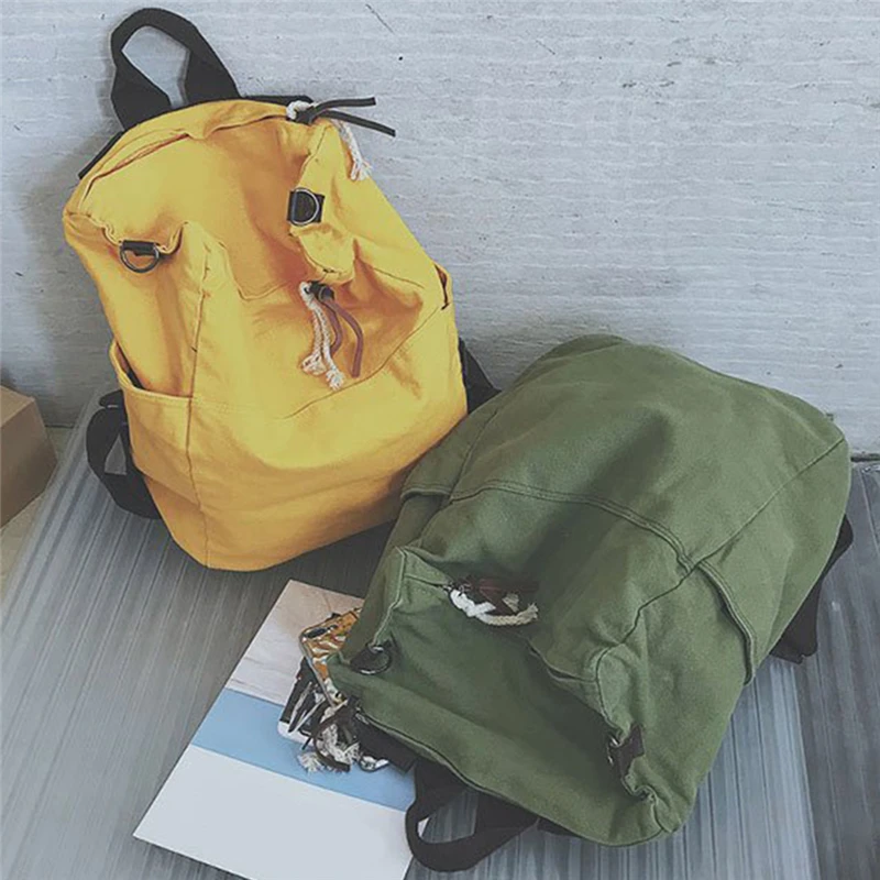 

Solid Color High Capacity Travel Backpack Laptop Canvas Ladies Backpack Female Schoolbag For Teenages Mochila Mujer