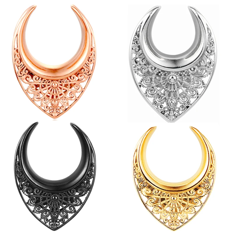 

Earblity 2 PCS Stainless Steel Saddle Ear Tunnels Plugs Stretchers Weights Fashion For Women Body Piercing Jewelry Expander gift