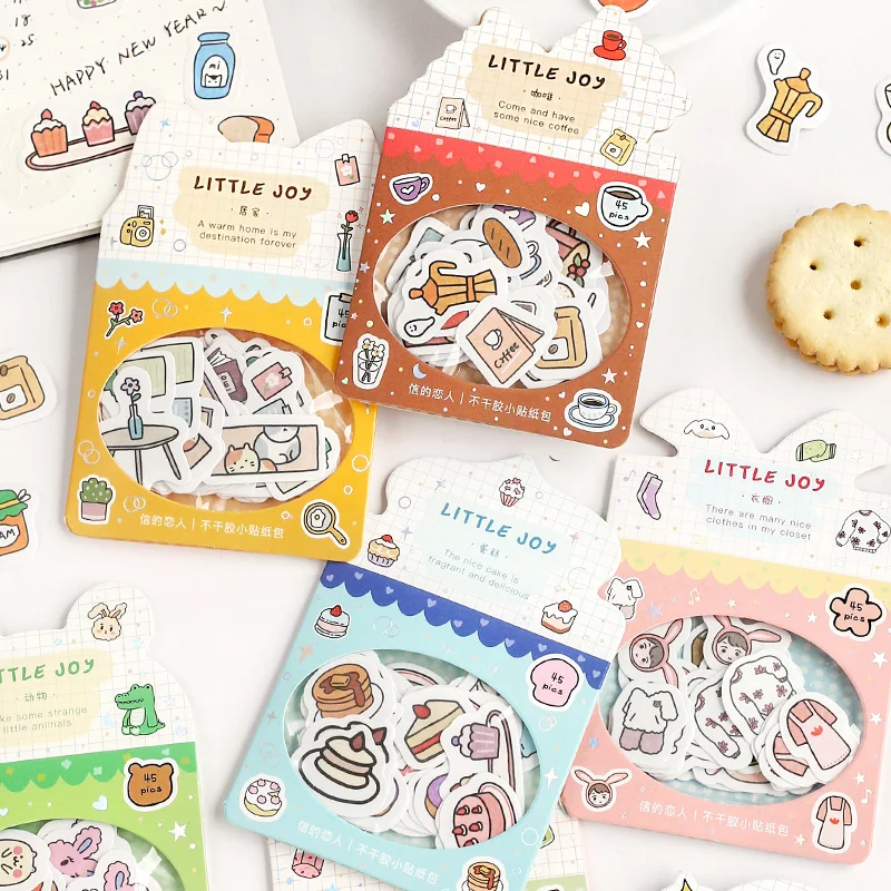 

Little happy series cute Animal cake universe Scrapbooking Stickers Aesthetic Paper Sticker Flakes Stationary Accessories