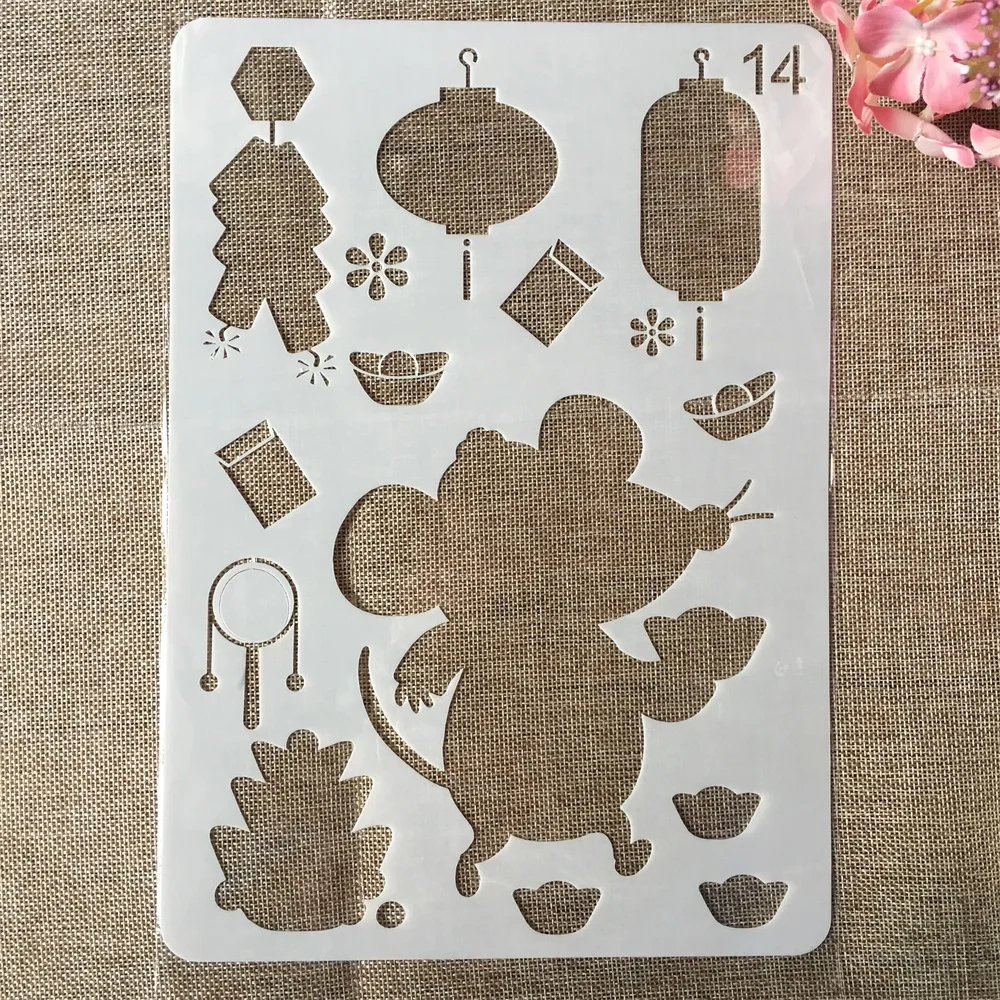 29 см A4 Cute Mouse Gold слиток DIY ремесла Layering трафареты живопись штампованная для