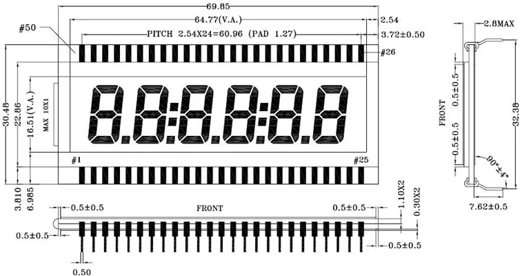50PIN TN положительная 6 разрядная сегментная ЖК панель без подсветки|Экраны| |