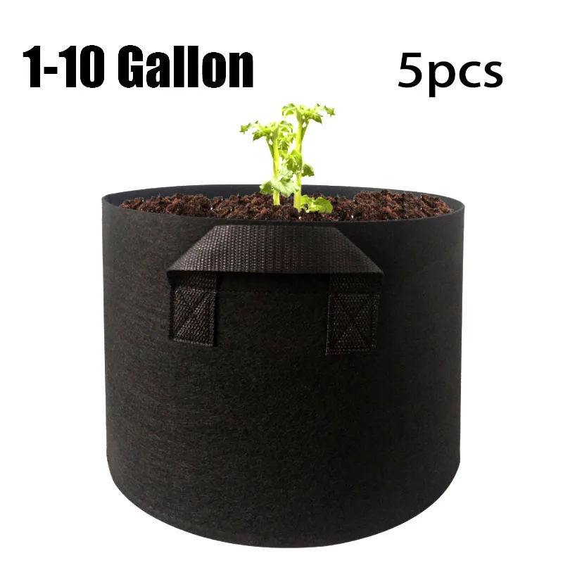 

5pcs 1-10 Gallon Plant Grow Bags Garden Tools Fabric Pot Jardim Home Gardening Flowers Plant Growing Gardening U27