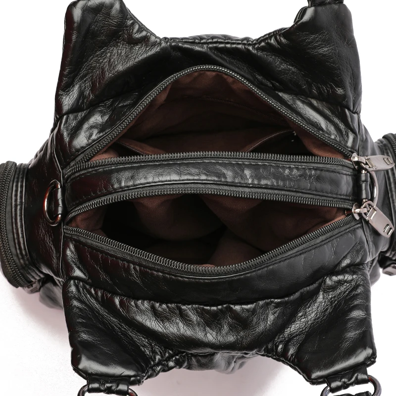 

Quality PU Leather Sewing Thread Shoulder Bag for Women Solid Color Casual Travel Crossbody Bags Female Large Capacity Hobo Bags