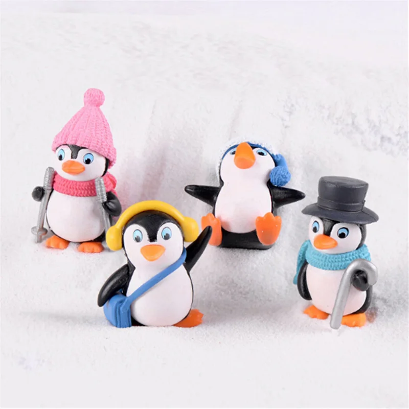 

4PCS DIY Crafts Mini Winter Penguin Miniature Figurine Christmas Figures For Fairy Garden Gnomes Moss Terrariums Decoration