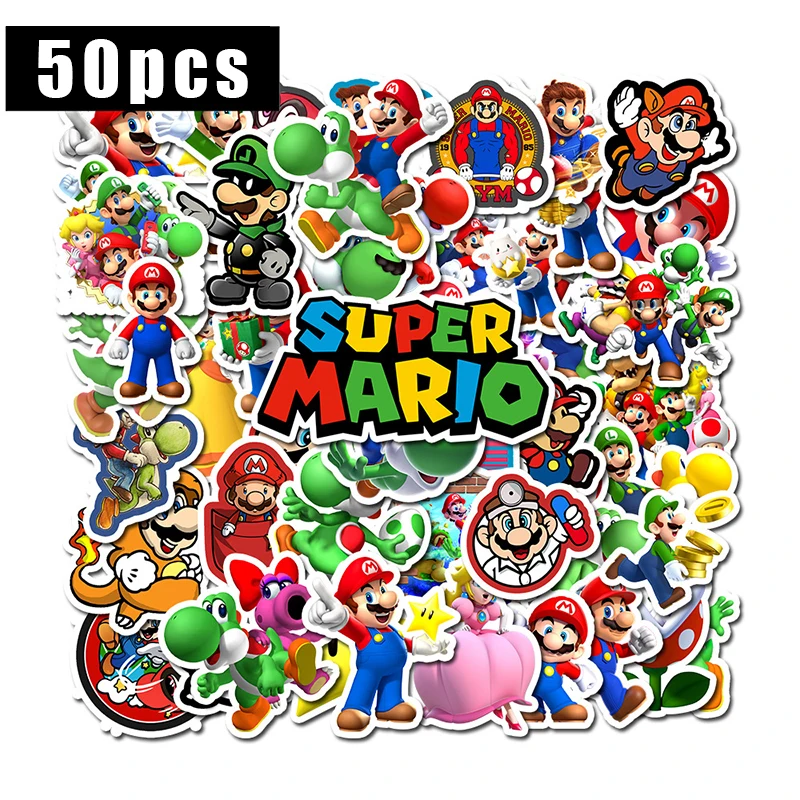 50 шт. Аниме игра Марио мультфильм стикер водонепроницаемый чемодан DIY ноутбук