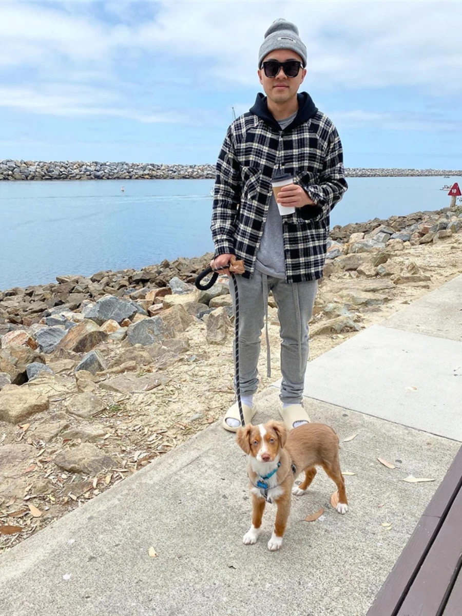 

Spring and 2021 Autumn Men's and Women's Fashion All-match Casual Cotton Colorblock Plaid High Street Men's Hooded Jacket