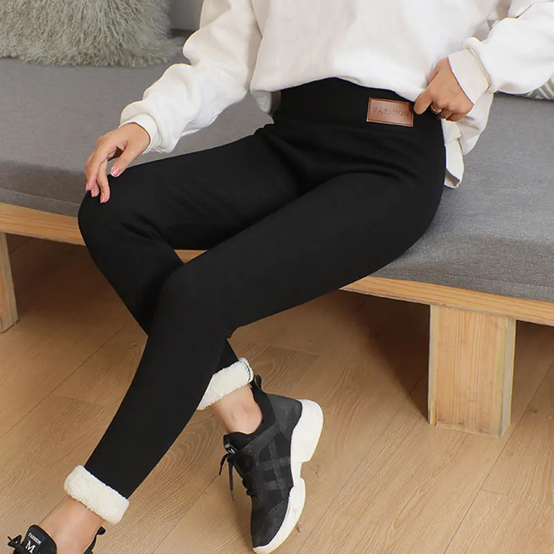 Женские хлопковые теплые леггинсы размера плюс сексуальные зимние толстые