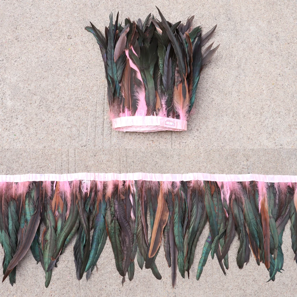 Двухцветные черные петушиные хвосты декоративные куриные перья 25-35 см для платья