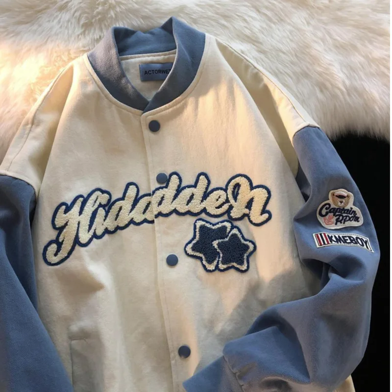 Синий Бомбер базовая осенняя куртка женская и мужская одежда Harajuku размера плюс