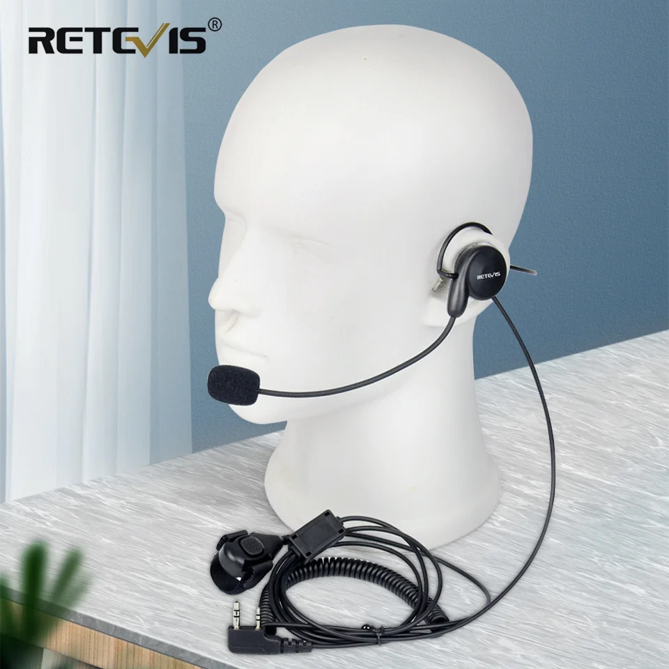 

Retevis 2Pin Walkie Talkie Earpiece Soft Microphone Behind Head Headset Finger PTT for Kenwood BAOFENG UV-5R UV-82 Bf-888S H777