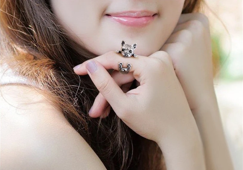 Кольцо с собакой черепом львом змеей Винтажное кольцо в стиле ретро готика