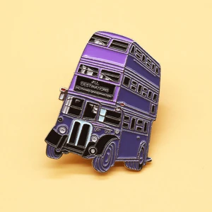 XM-funny Creative Cartoon Brooch Knight Bus Magic Metal Badge Personalized Clothing Bag Accessories Pin