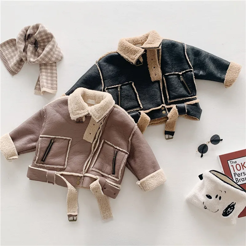 WLG детское зимнее пальто из искусственной кожи для мальчиков и девочек