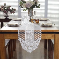 30x250cm elegant korean table runner lace white champagne embroidered craft dinner table runner tv cabinet tablecloth home decor