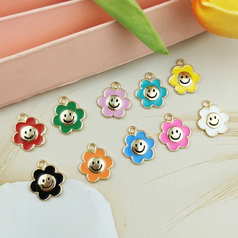 20 шт. эмалированные подвески для браслета в виде маленьких цветов | Украшения и