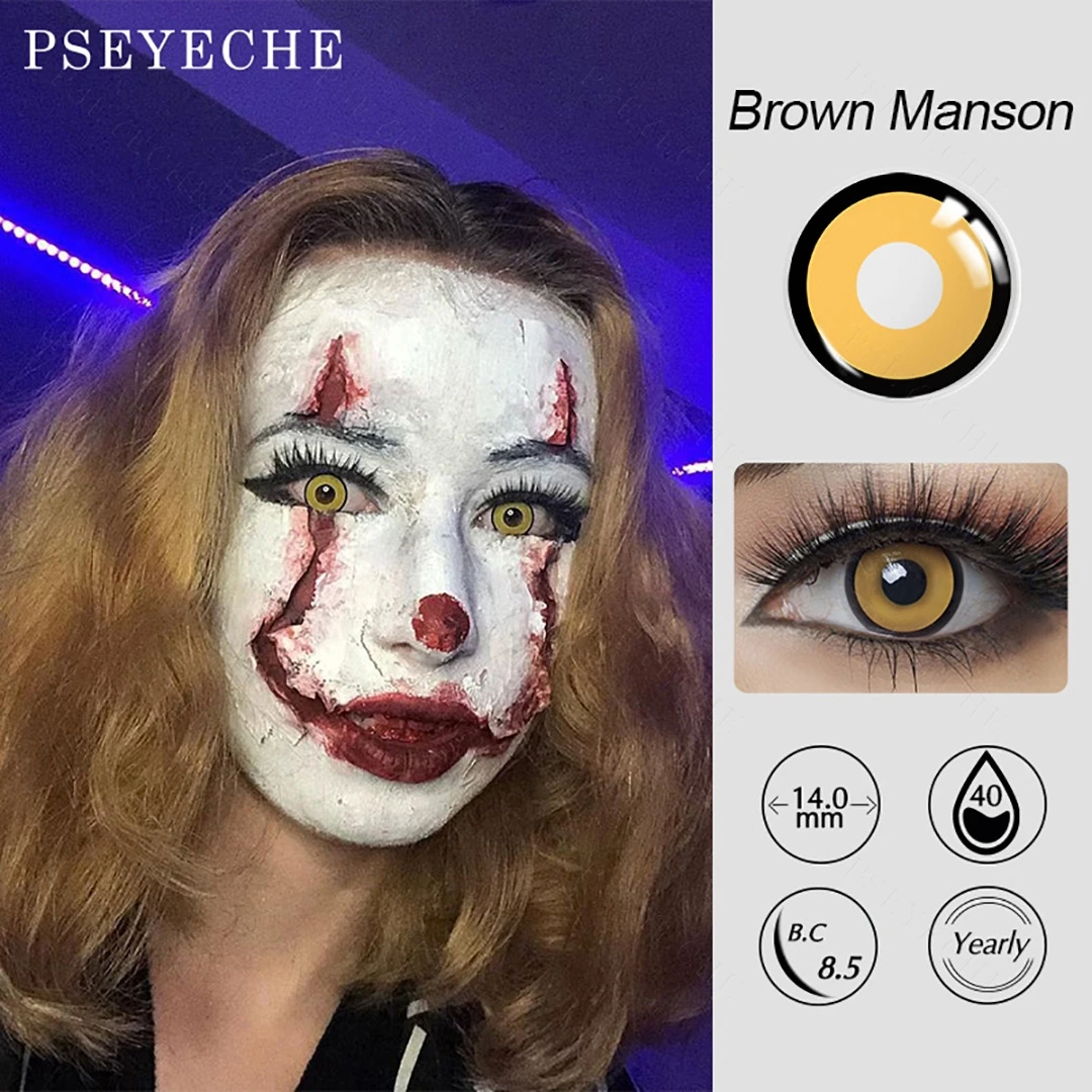 Anime Cosplay Contact Lenses Colored for Eyes 2Pcs Halloween Yellow Lens Color Crazy Contacts Yearly Pupilentes | Красота и здоровье