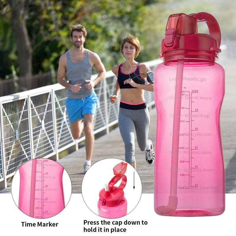 

NEW-Gradient Large-Capacity Sports Water Bottle with Straw Sports Fitness Water Bottle Outdoor Water Bottle