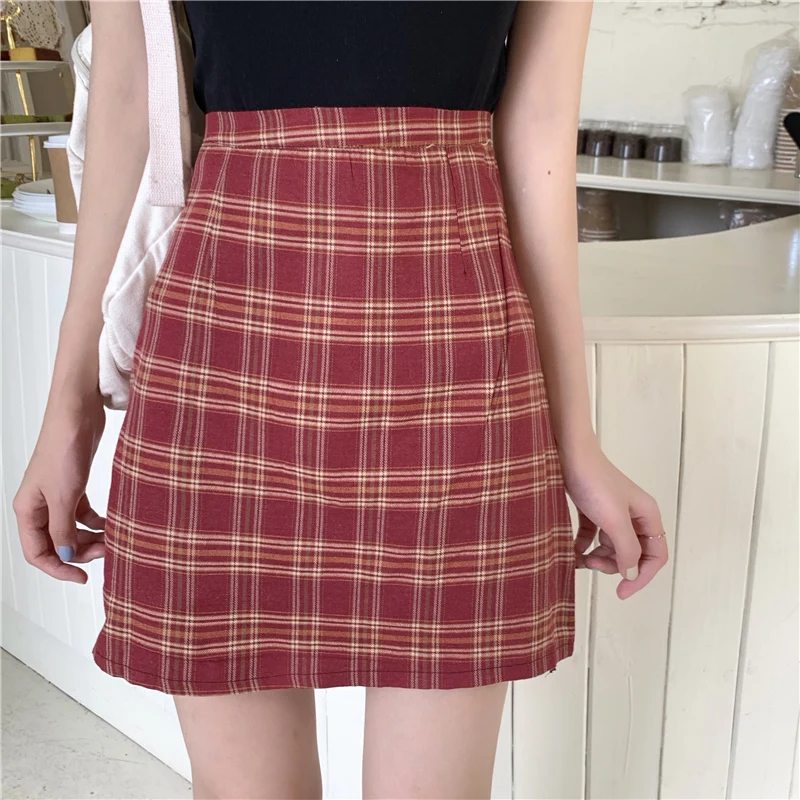 

Plaid Mini Vetement Femme 2021 Summer Skirts Women Clothing Korean Fashion Casual High Waist Elegant All Match Faldas Cortas