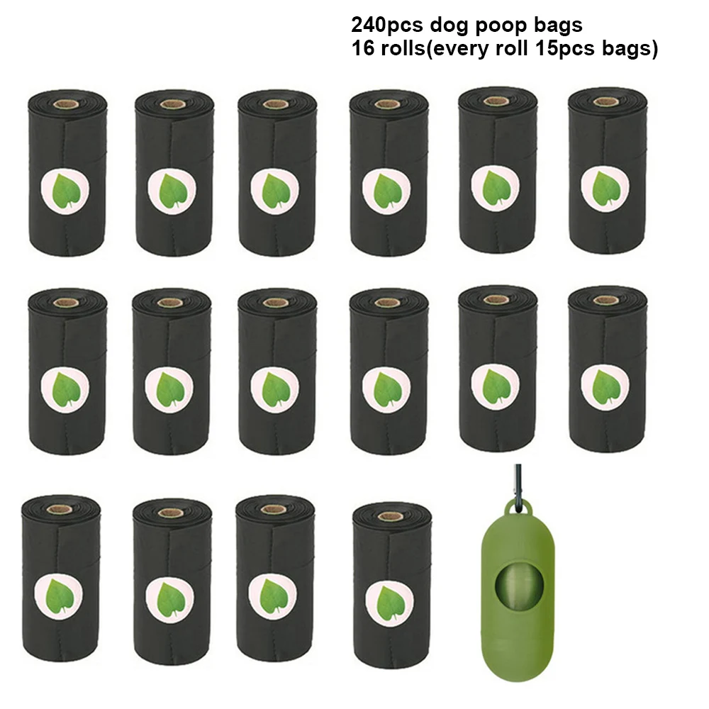 

16 Rolls Pet Dog Poop Bag Rolls with Dispenser Dog Waste Bags Leak-Proof Degradable 15 pcs/Roll Per Poop Bag Garbage Bag