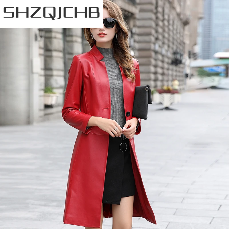 

SHZQ весеннее пальто из настоящей овчины женская куртка из натуральной кожи женская куртка Montone длинный тренчкот осенняя одежда LWL1485