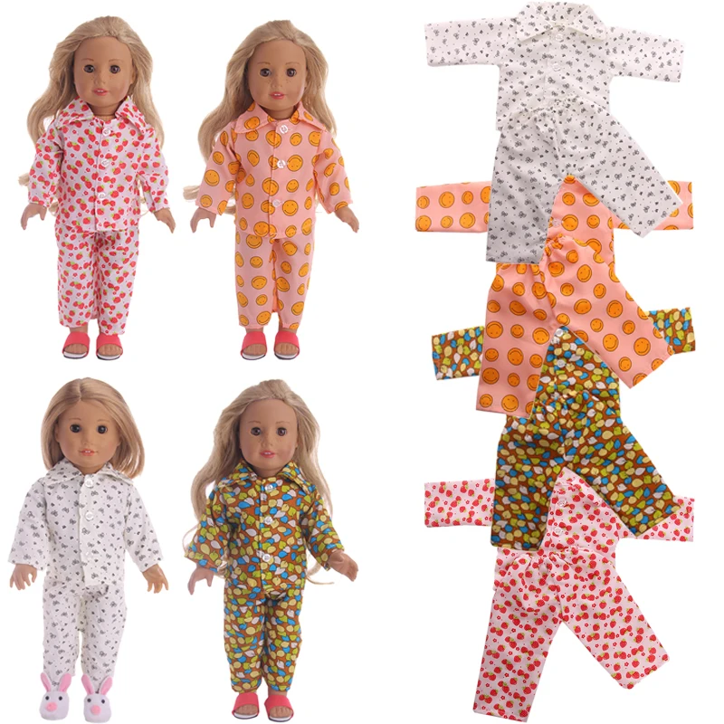 

Одежда для кукол, пижама с милым рисунком, подходит для осени, для 18-дюймовой куклы и новорожденного, подарок на день рождения девочки