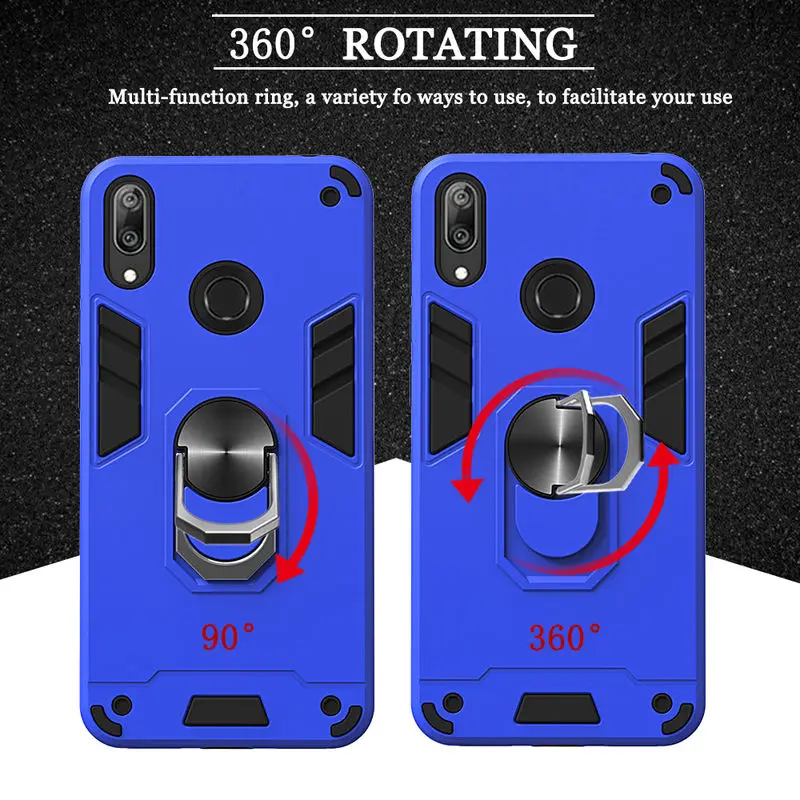 

Huawei Y7 2019 Case Silicon Phone Cover For Huawei Y 7 2019 Y7 Prime 2019 Y7 Pro 2019 Magnetic Metal Finger Ring Protection Case