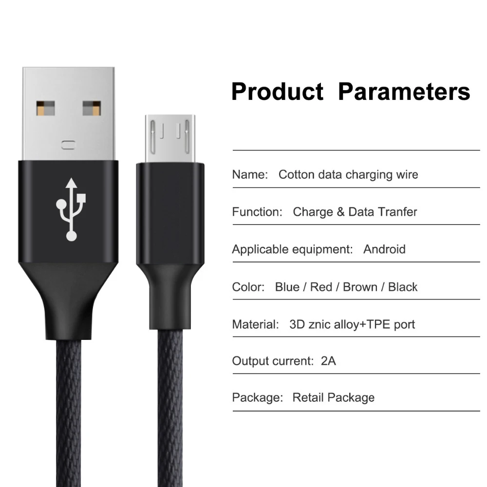 PHOMAX Micro USB Cable 1M Nylon Fast Charging Mobile Phone For Samsung s9 s8 HTC Huawei Xiaomi Sync Data Charger Cord | Мобильные