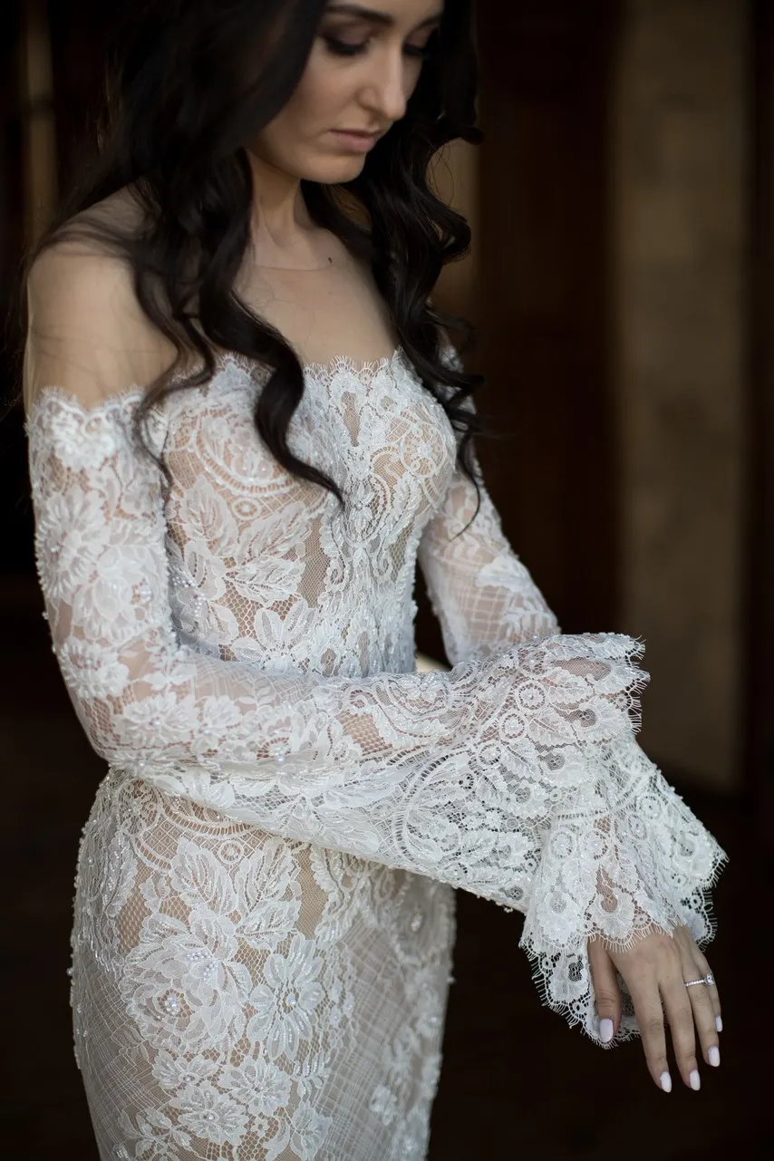 Кружевные свадебные платья 2020 Vestido De Noiva Русалка с открытыми плечами длинными