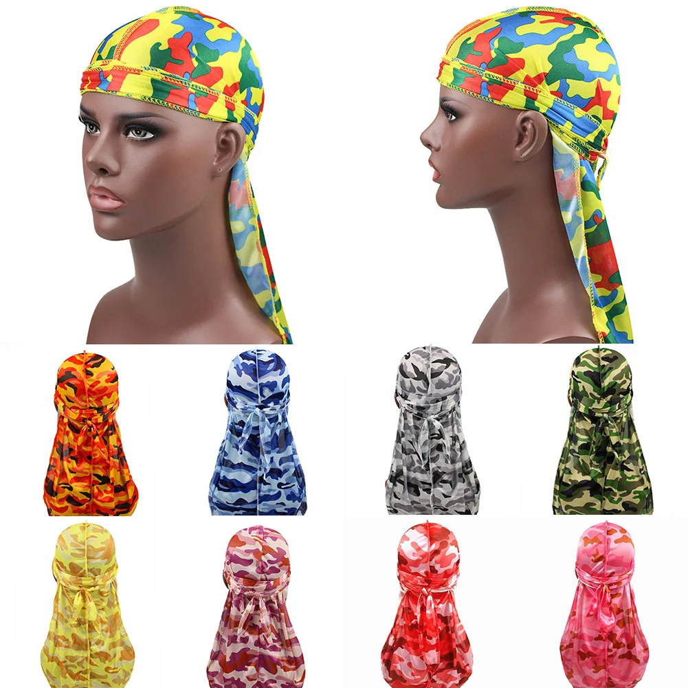2020 шелковые головные уборы Durag бандейские камуфляжные мужские шелковистые