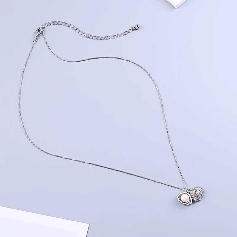 Простой дизайн длинное ожерелье для женщин акриловая кристальная оболочка кулон