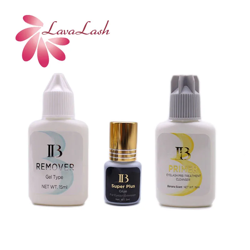 IBeauty 3 Bottles IB Remover Primer Glue Individual Fast Drying Eyelash Extensions Cap 5ml 15ml False Lash Glue Beauty Shop Tool