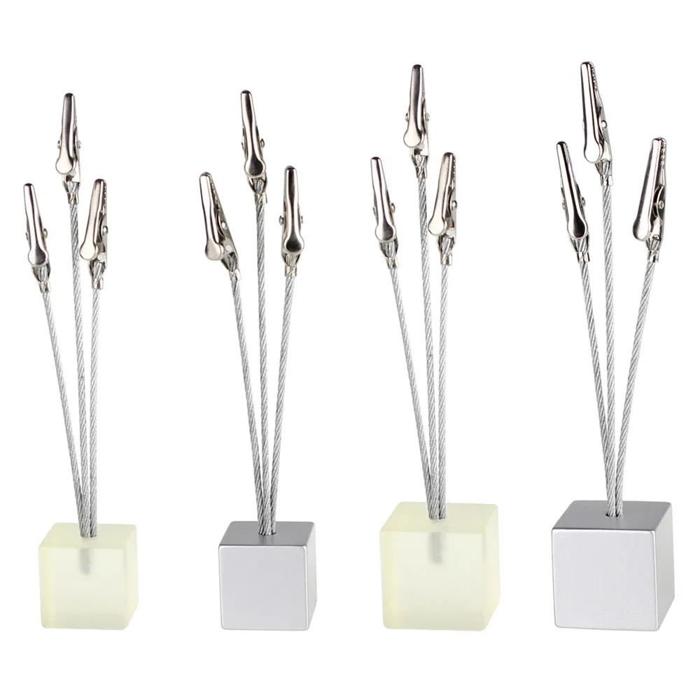

1pc Small Cube 3 Clips Memo Clips Photos Picture Card Scrapbook Clamps Stand Message Card Holder Home Office Desk Organizer